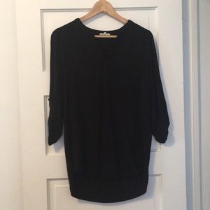 Black split neck shirt